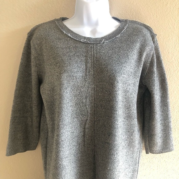 Zara Woman Minimalist Raw Hem Gray Marl 3/4 Sleeves Mini Dress Size M - Picture 3 of 12